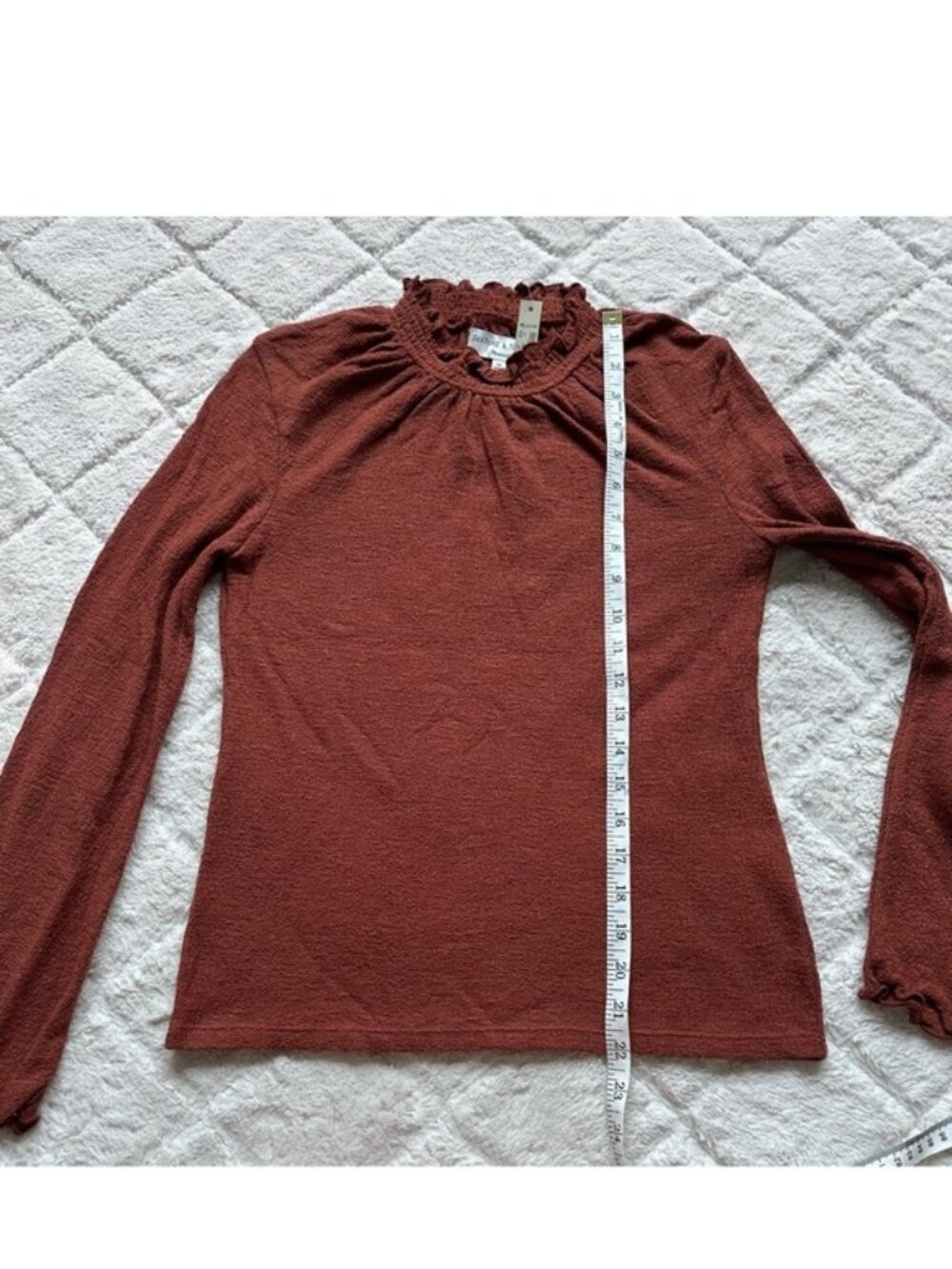Madewell | Texture & Thread Ruffled Mockneck Top | Size Extra Small - Picture 10 of 10